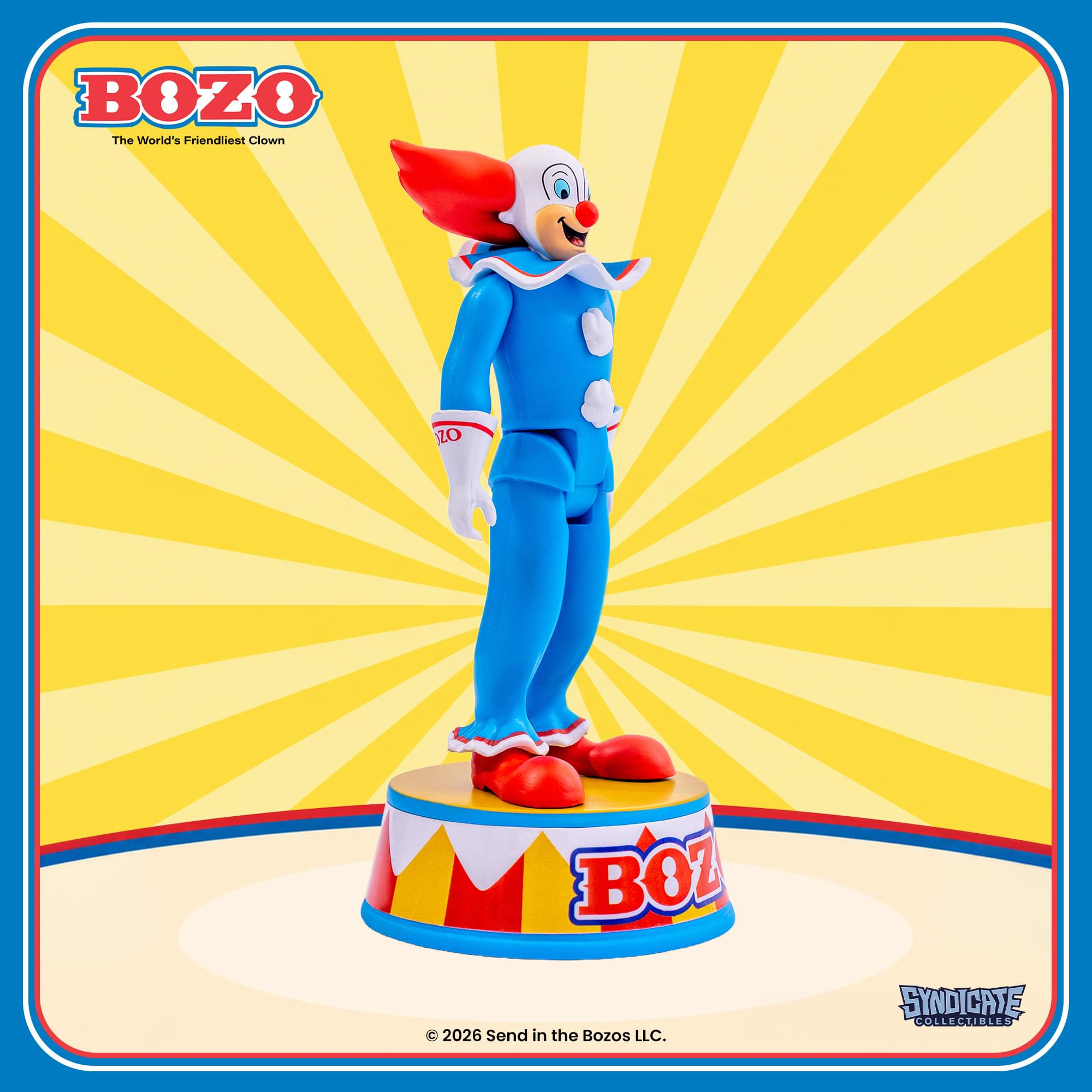 Bozo The Clown 3.75-Inch Retro Action Figure with Base